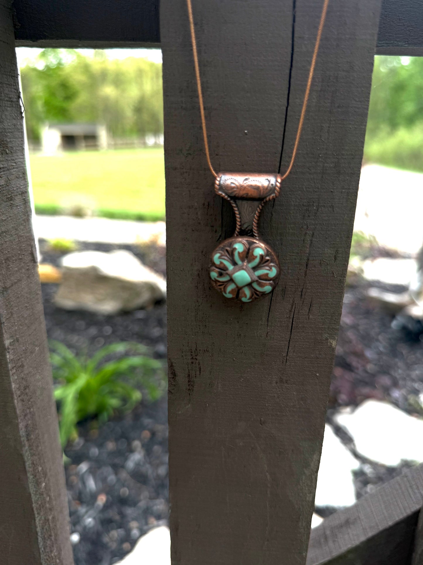 Copper & faux turq necklace