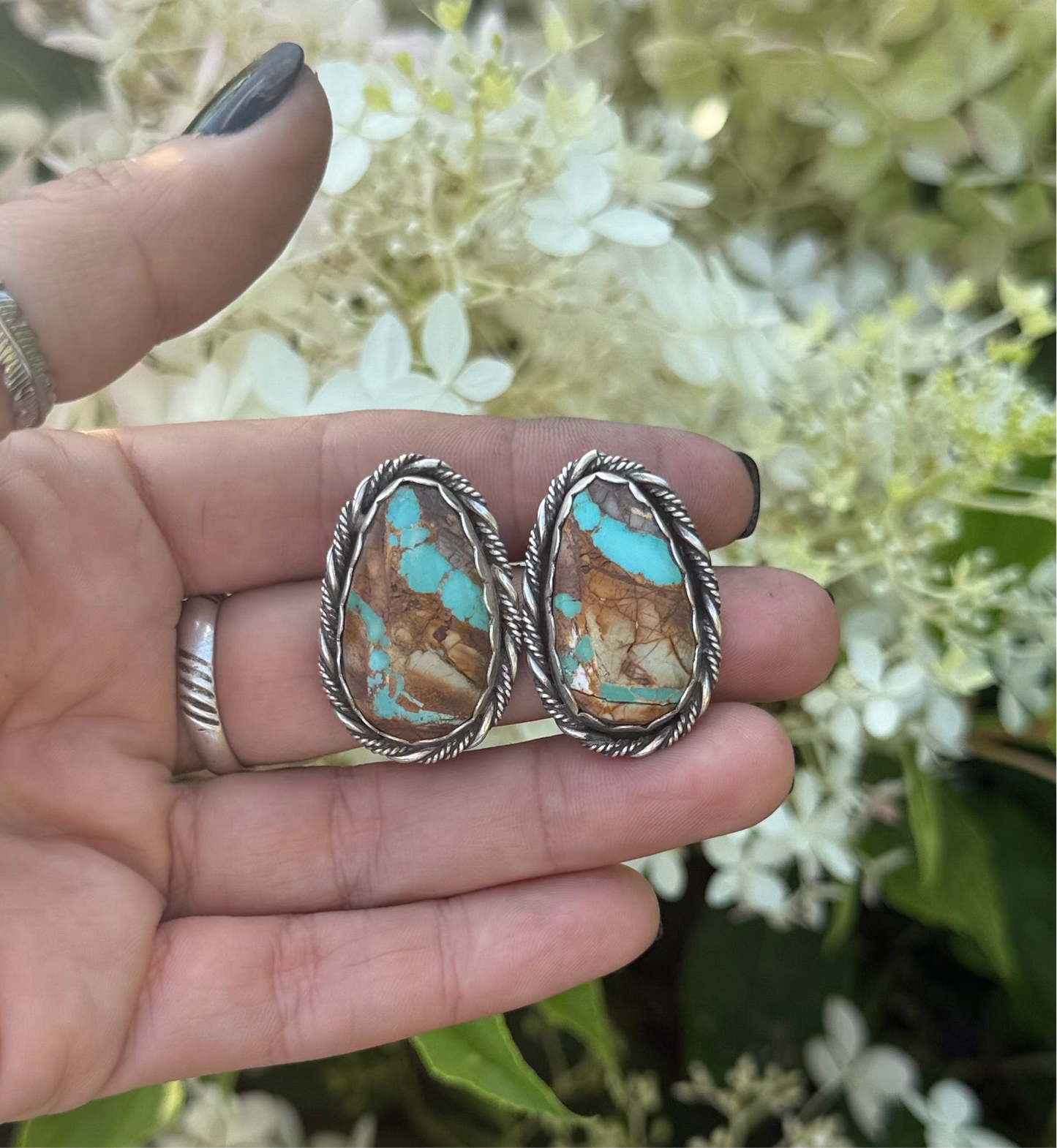 Boulder turquoise stud earrings