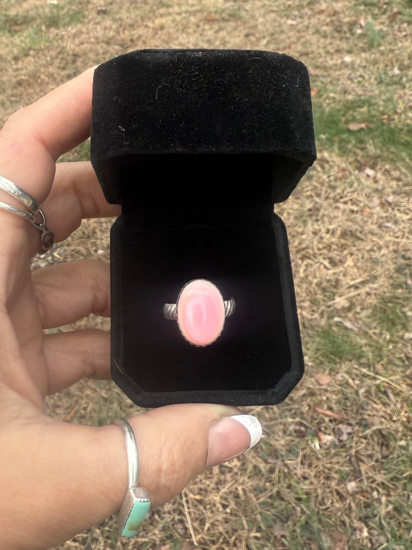 Pink conch adjustable rings (made to order)