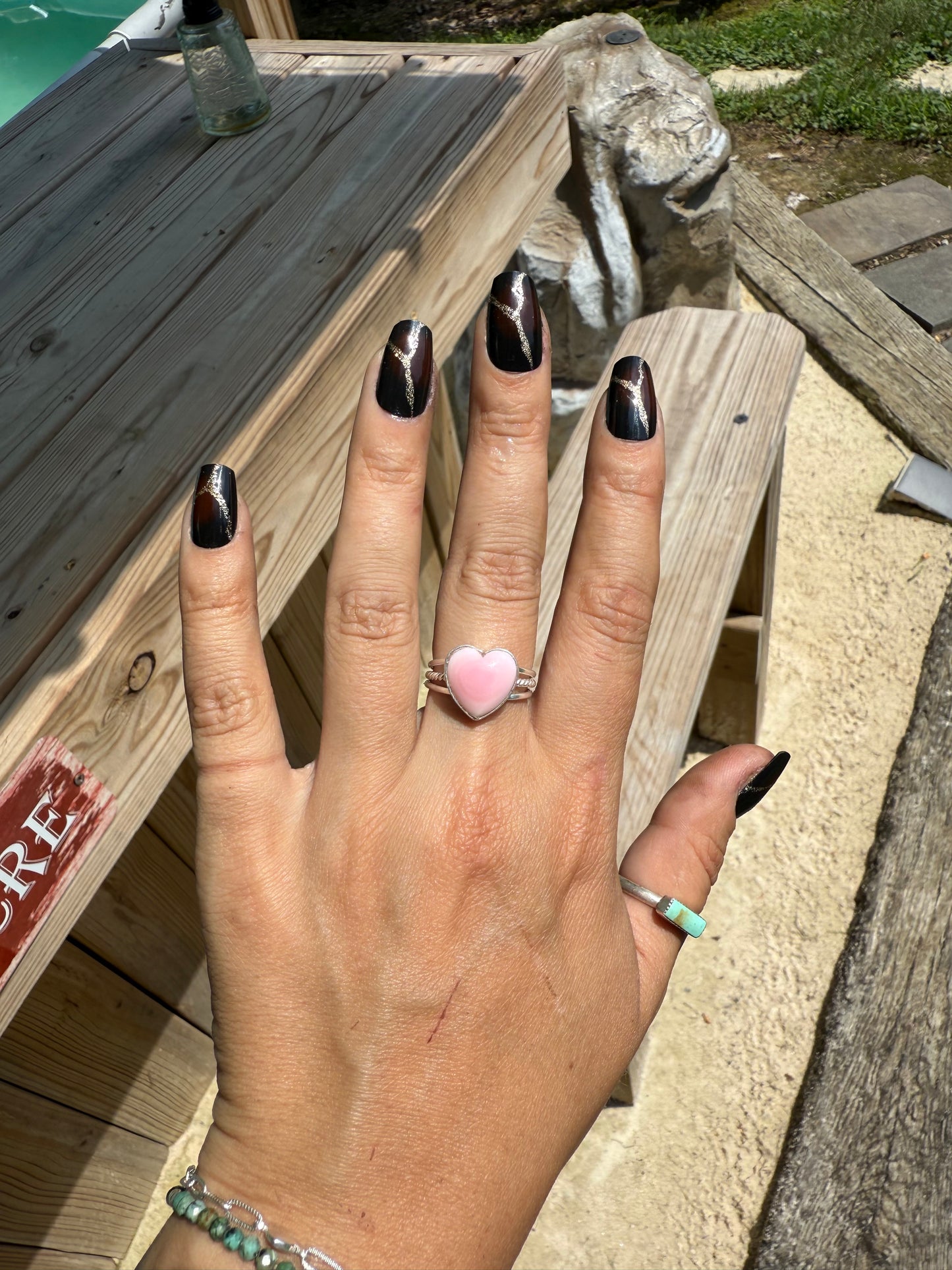 Pink conch heart ring (made to order)