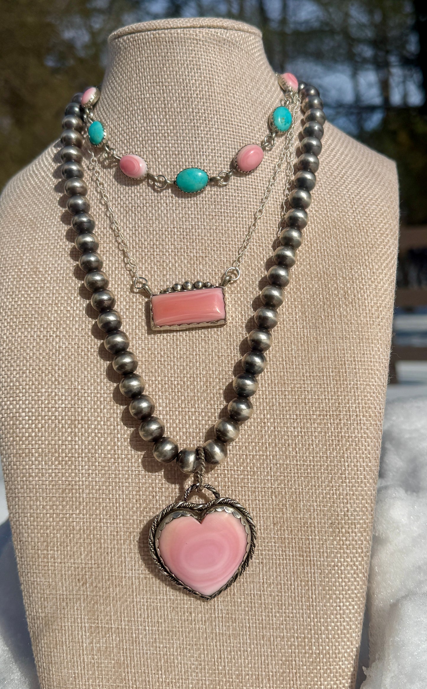 Pink and turquoise choker (made to order)