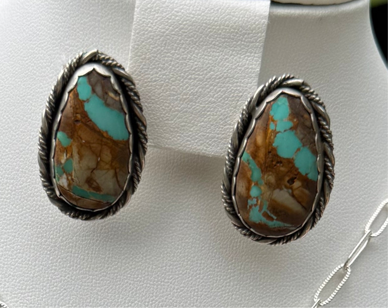 Boulder turquoise stud earrings