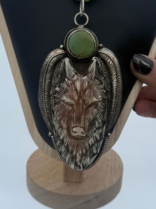 Carved wolf necklace