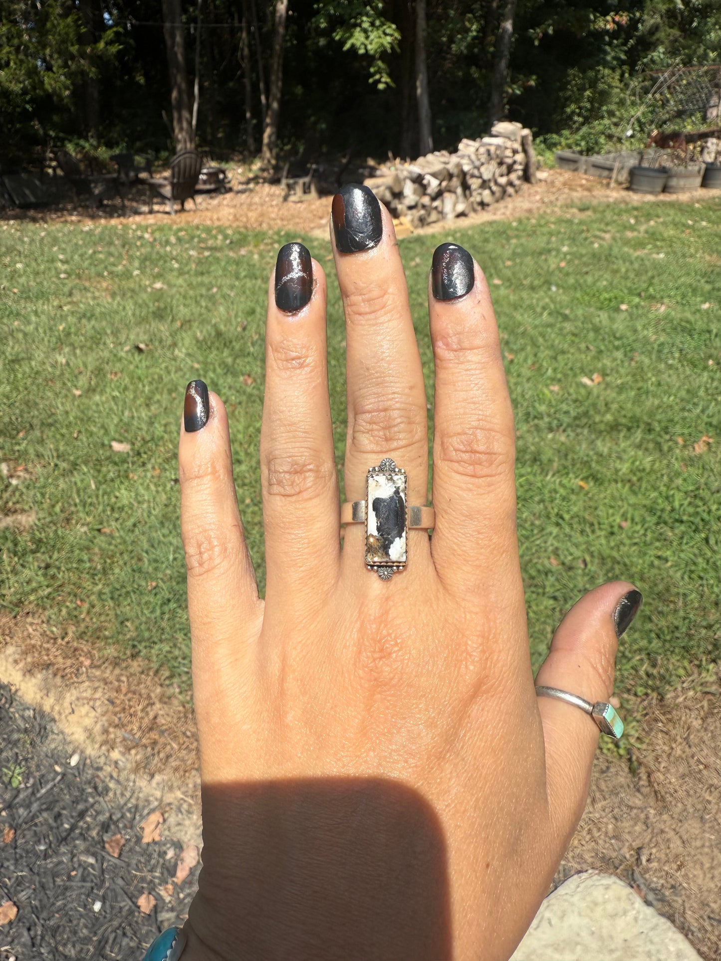 White buffalo adjustable ring