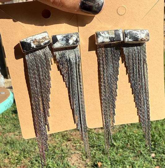 White buffalo dangle earrings (made to order)