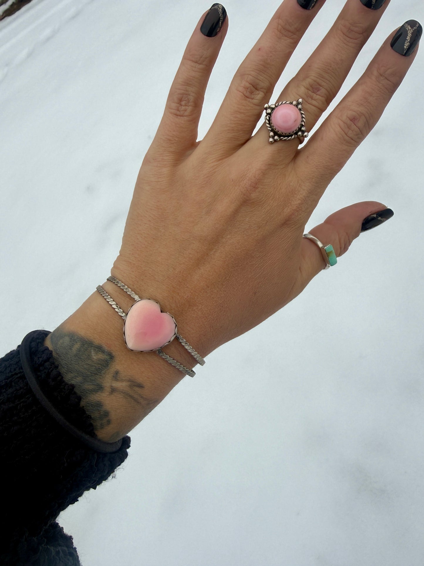 Pink conch heart cuff (ready to ship)