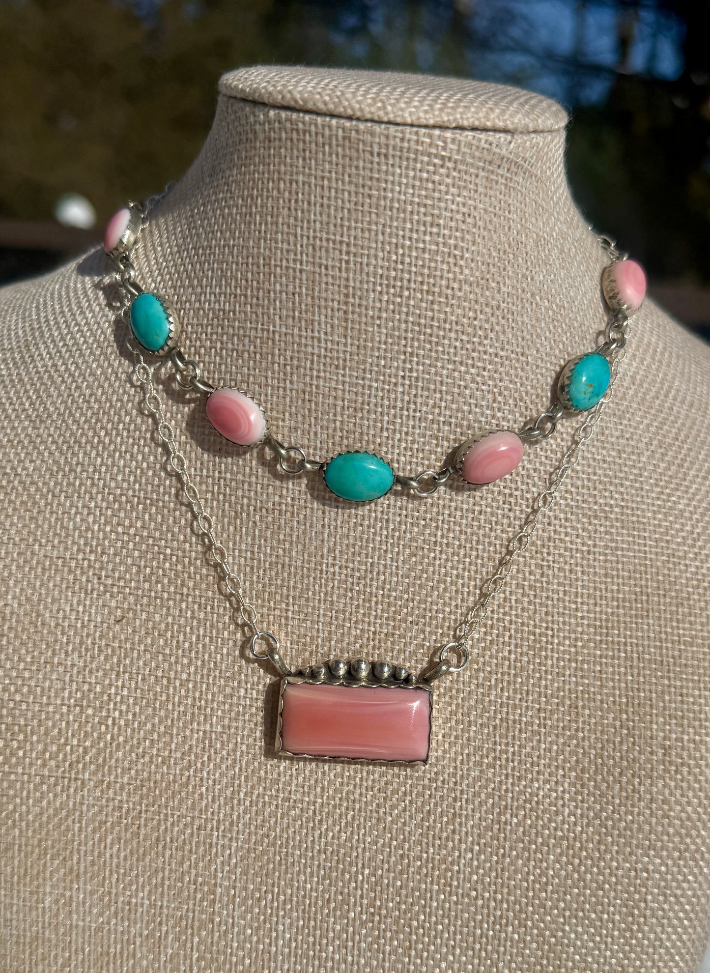 Pink and turquoise choker (made to order)