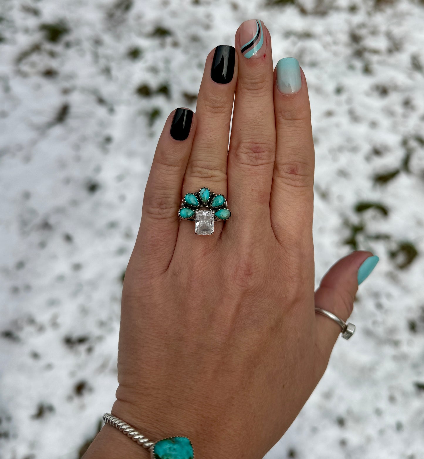 Turquoise stacker rings (made to order)