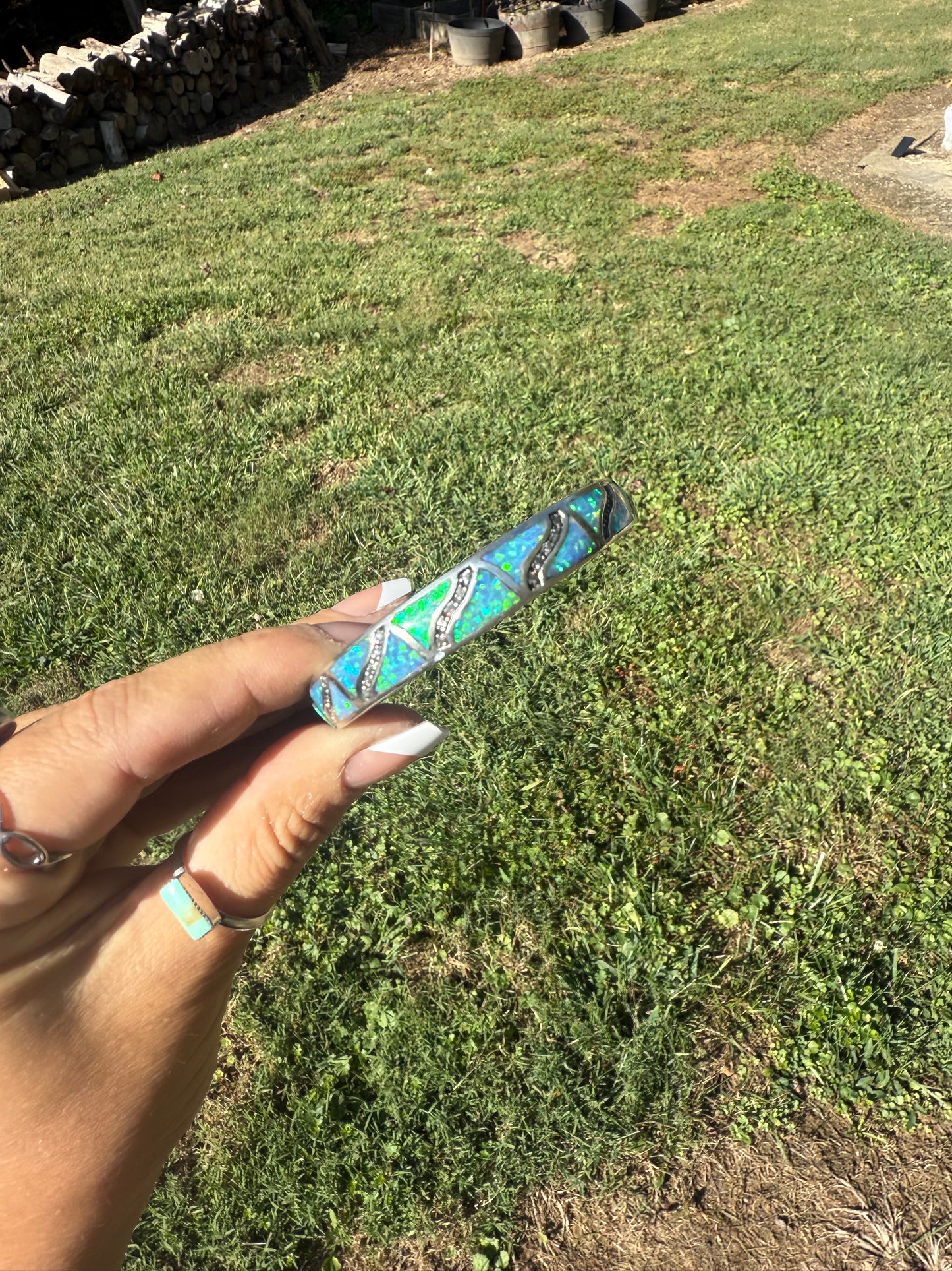 Turquoise opal cuff