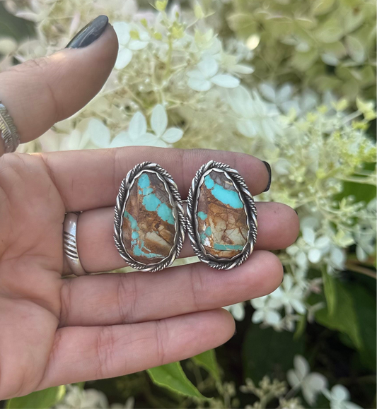 Boulder turquoise stud earrings