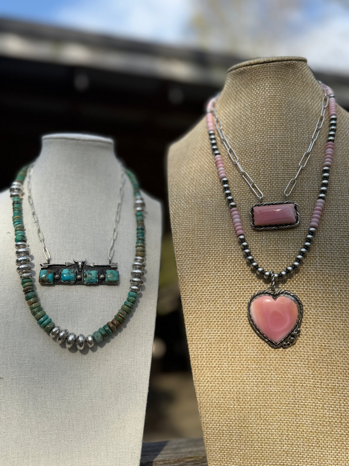 Pink conch bar necklace