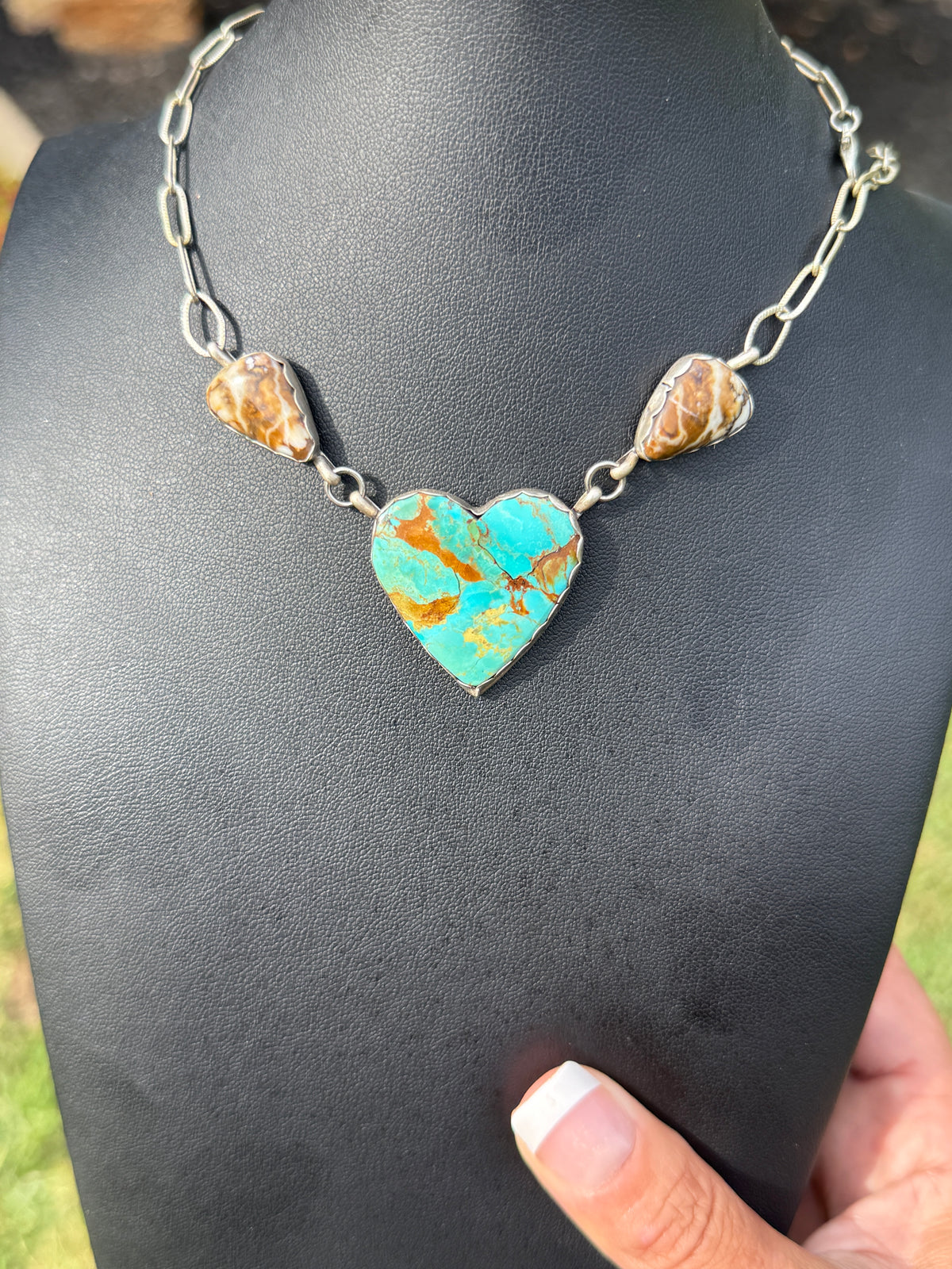 Large Kingman heart necklace