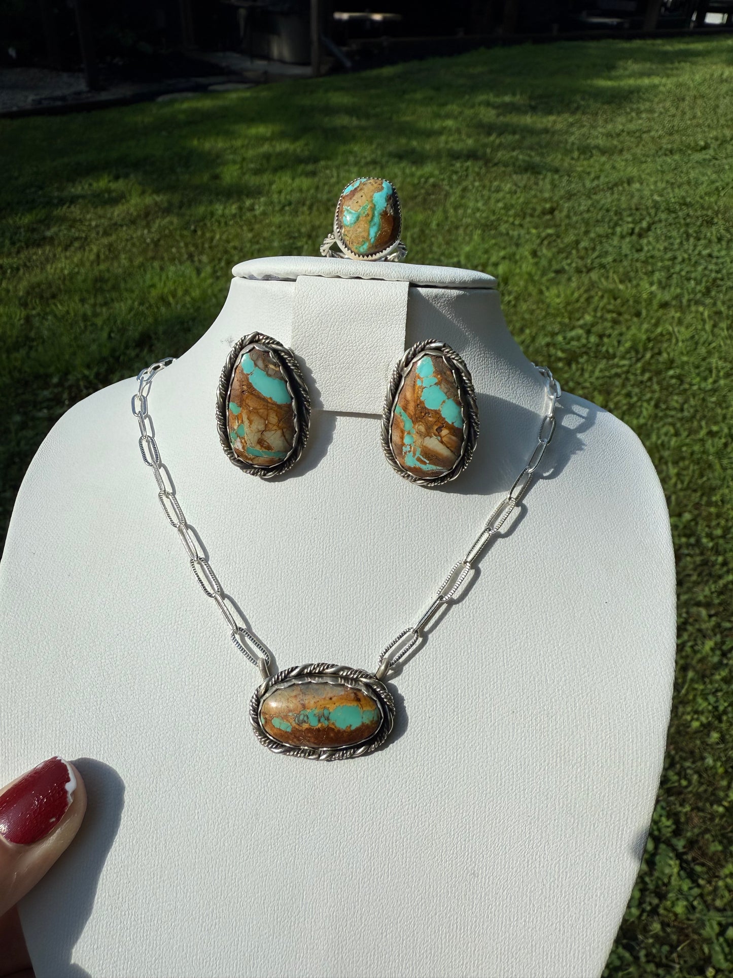 Boulder turquoise stud earrings