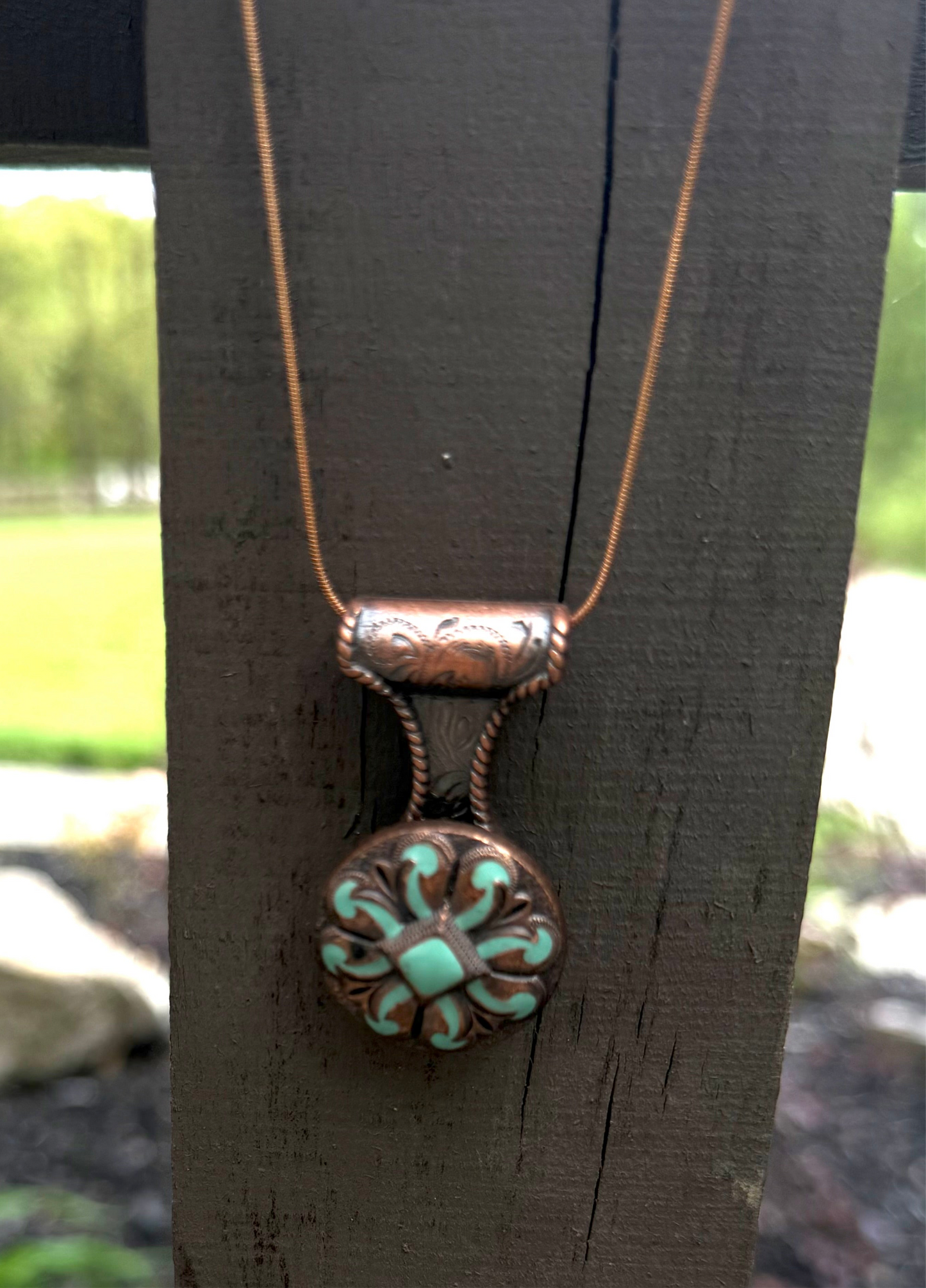 Copper & faux turq necklace