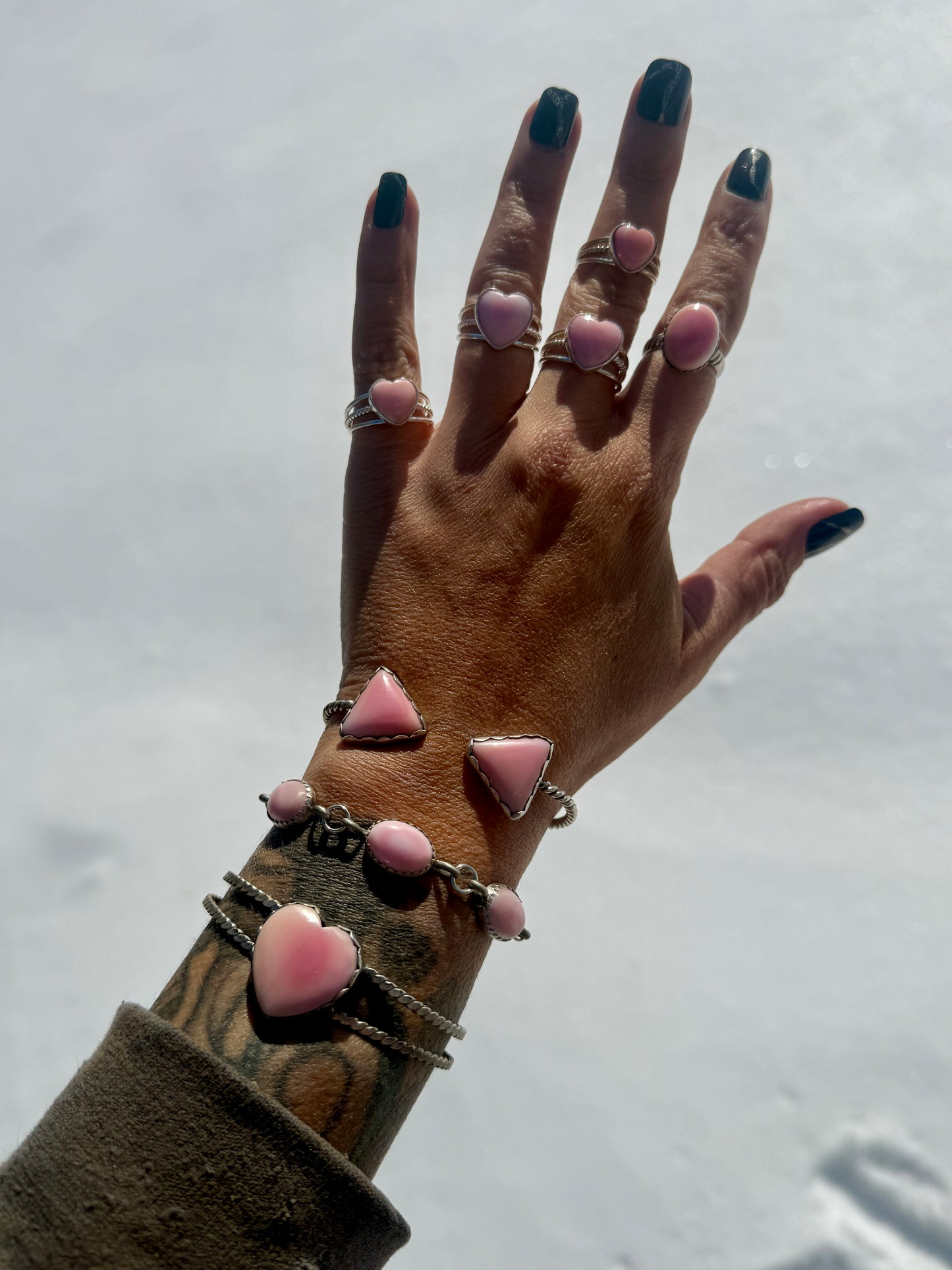 Pink conch heart ring