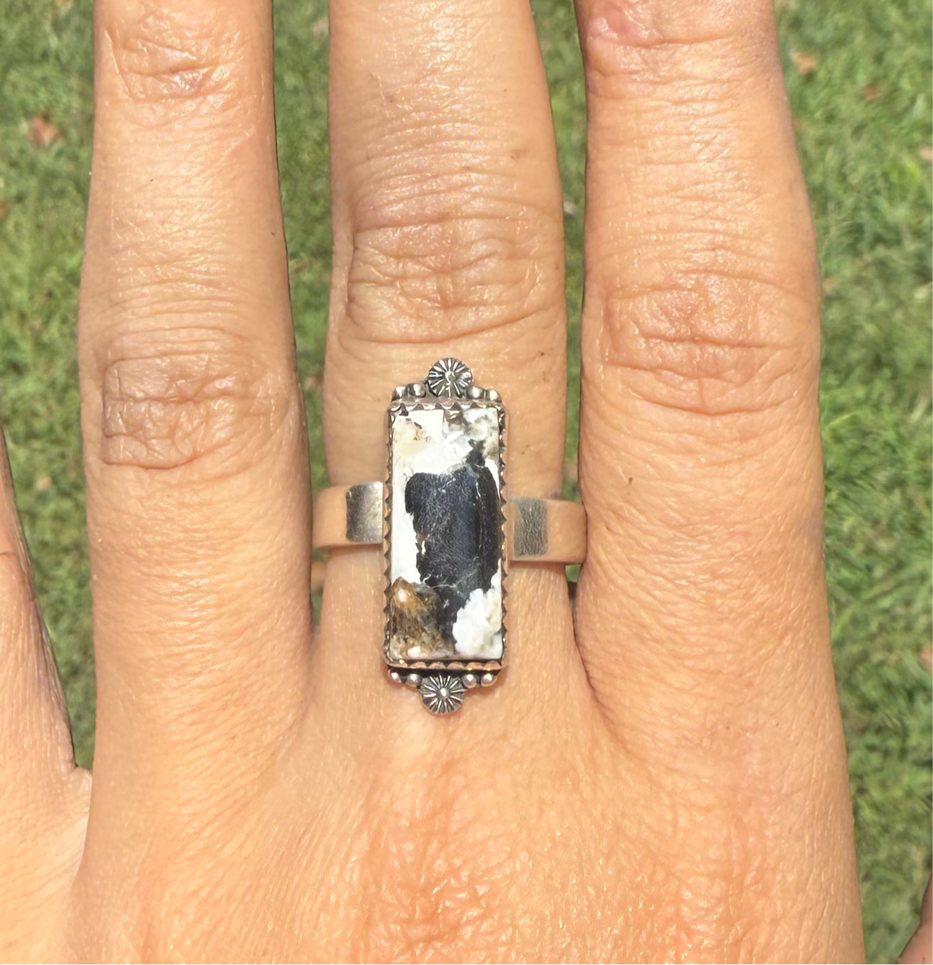 White buffalo adjustable ring