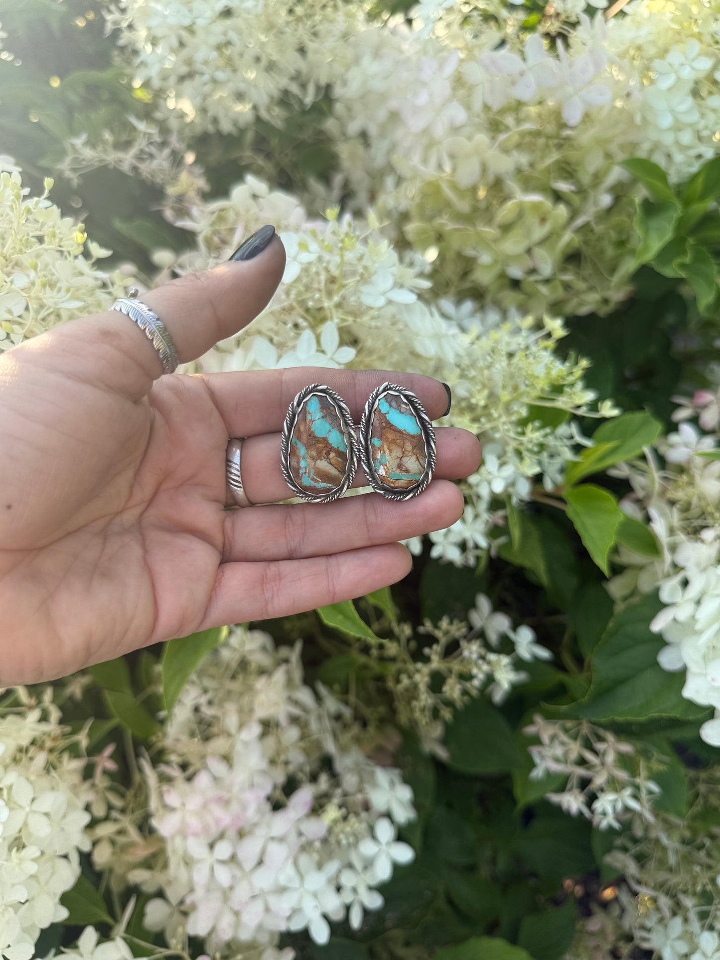 Boulder turquoise stud earrings