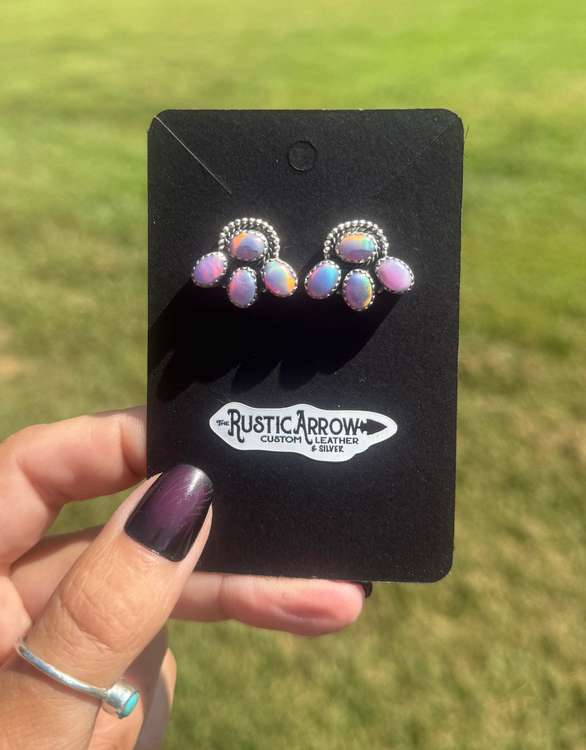 Pink opal earrings (made to order)