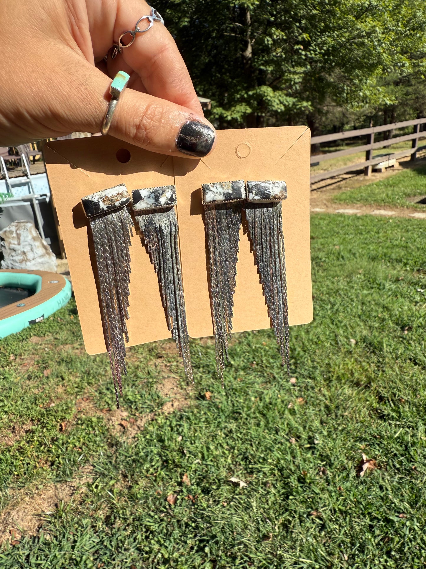 White buffalo dangle earrings (made to order)