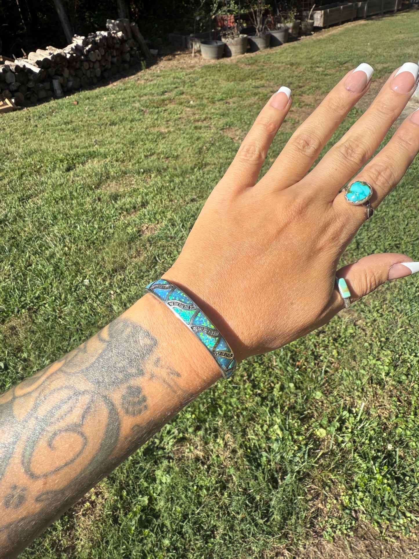 Turquoise opal cuff