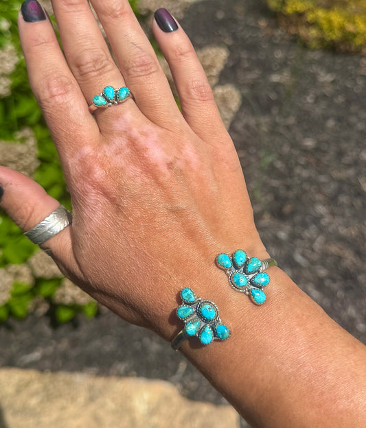 Turquoise cluster cuff (made to order)