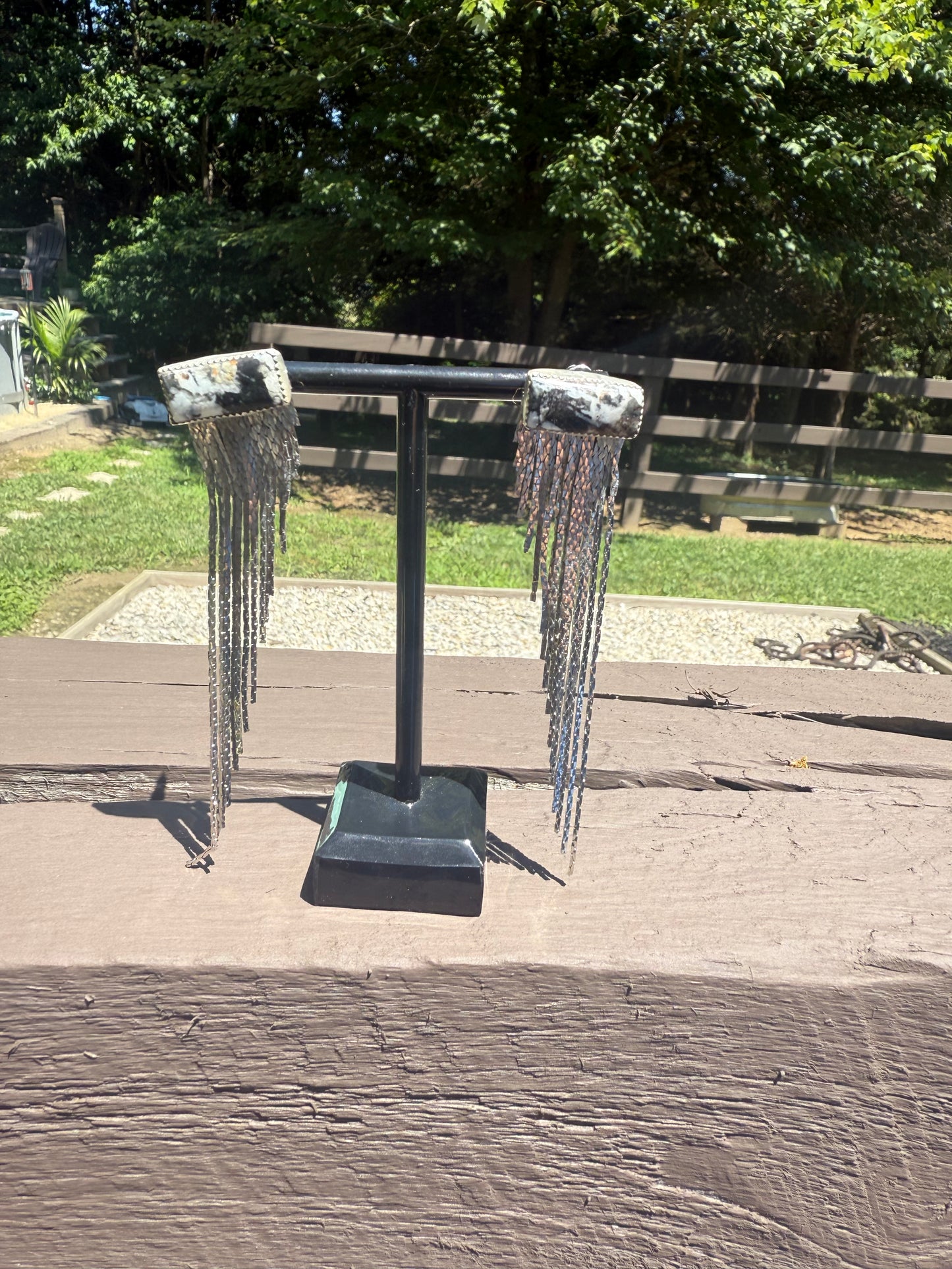 White buffalo dangle earrings (made to order)