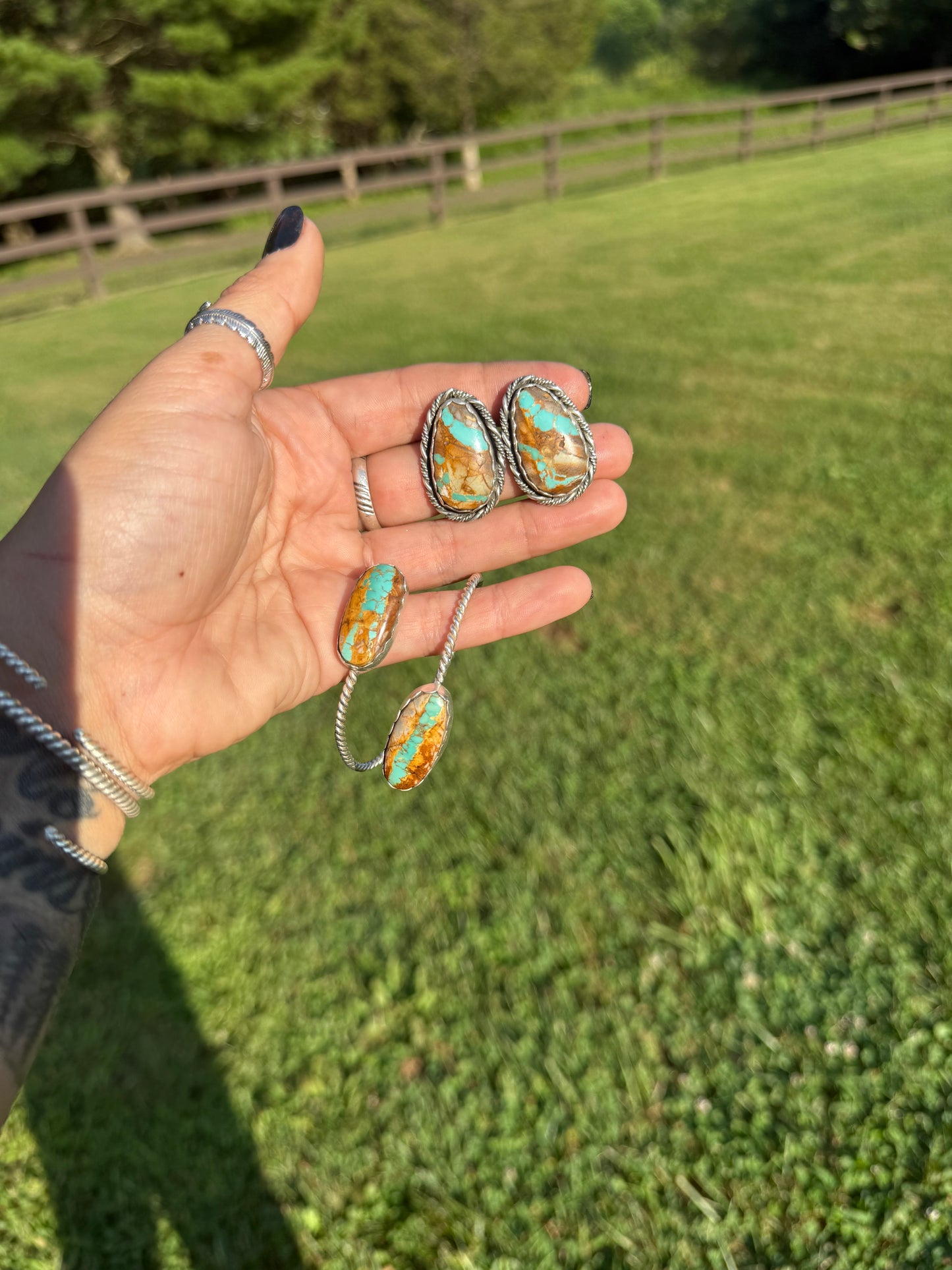 Boulder turquoise stud earrings