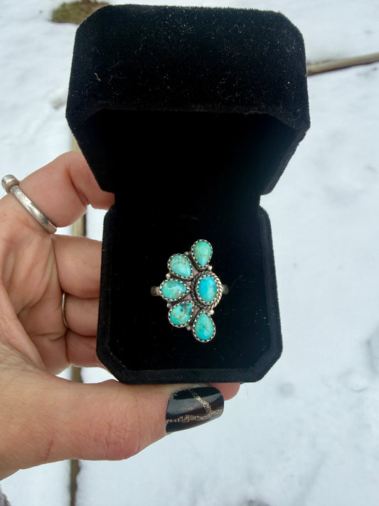 Turquoise cluster ring