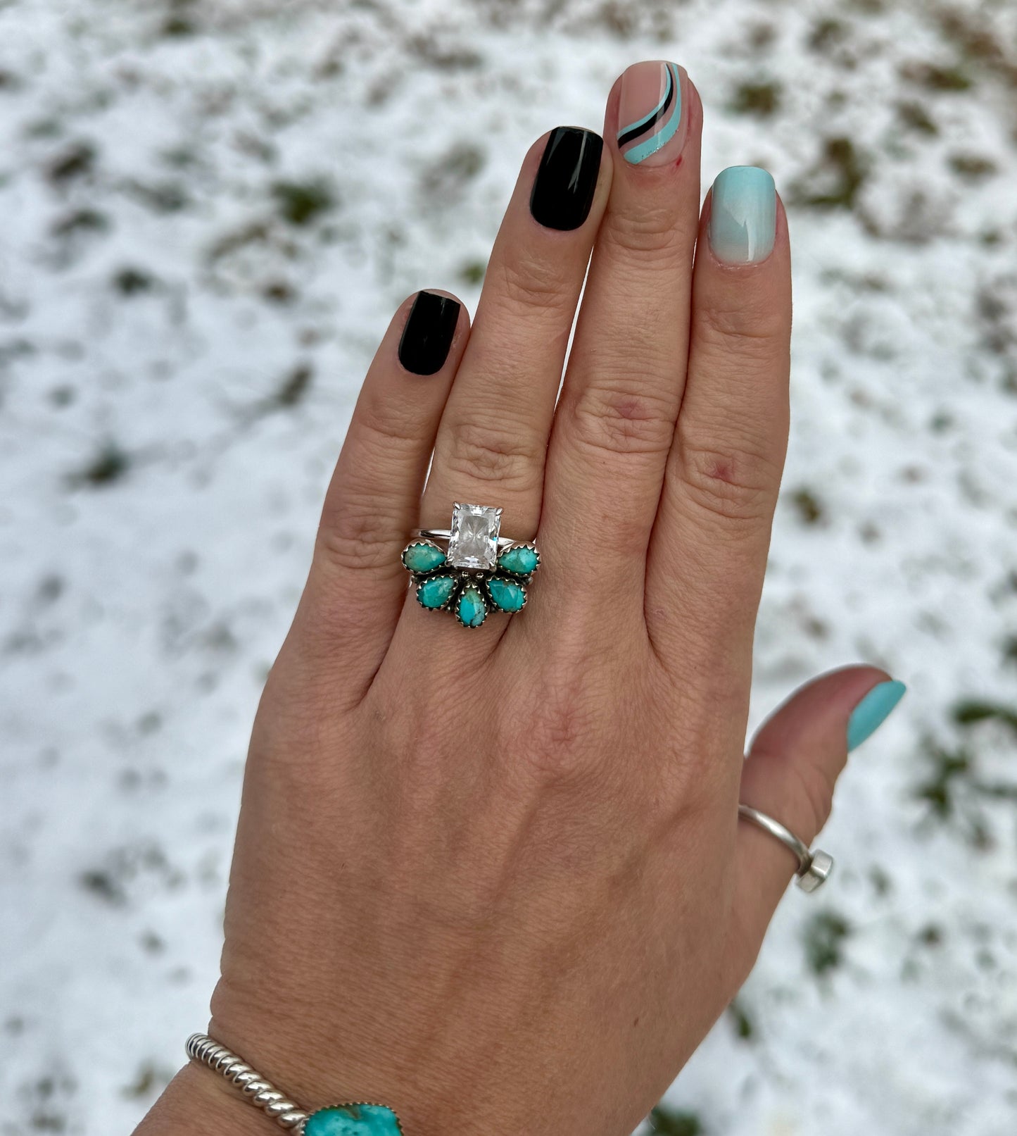 Turquoise stacker rings (made to order)
